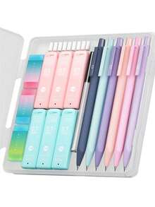 独家 6 支装可爱自动铅笔 | 可爱动物造型和柔和色彩设计 | 0.5 毫米/0.7 毫米双头防晕染笔尖 | 仅售铅笔、橡皮擦和铅芯，并非完整文具套装 | 学校/艺术/绘画必备（限量版） - 彩色 - 查看 1