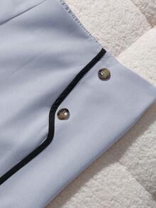 GlowEve CURVE 大码女式休闲撞色滚边直筒裤 - 淺藍色 - 查看 7