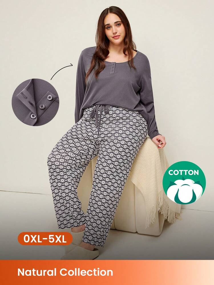 Women Plus Sice Basic Loungewear Pajama Set
