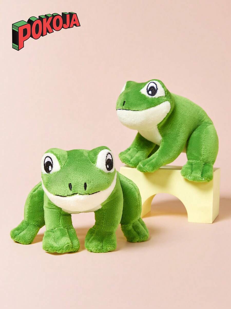 POKOJA LAND Colgantes de peluche realistas en forma de rana verde y zanahoria naranja, regalos de decoración de fiesta - Verde - Ver 1
