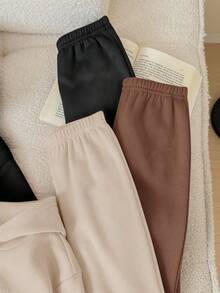 SHEIN 6件套女婴可爱纯色爱心图案连帽卫衣和松紧腰裤，秋冬季 - 彩色 - 查看 5