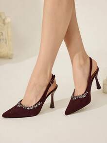 CUCCOO HITCHD Giày cao gót mũi nhọn đính đá Rhinestone dành cho nữ, thanh lịch, quyến rũ, lãng mạn, gợi cảm, phong cách Gothic, da lộn đen, trang phục trang trọng, khách dự tiệc cưới, trà chiều, đêm hẹn hò, tiệc tùng, thích hợp cho đám cưới, dạ tiệc, Halloween, Giáng sinh, lễ tạ ơn, tiệc sinh nhật - Cà phê nâu - Xem 8