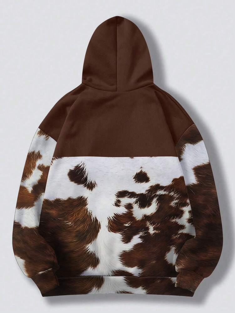 EMERY ROSE 热销西部牛头复古休闲奶牛印花女式卫衣，秋冬季节的理想之选，保暖舒适。 - 彩色 - 查看 2