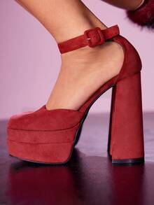 CUCCOO LuxiPop 亮面漆皮高跟鞋，优雅高跟鞋，适合音乐节、万圣节、圣诞节、派对、夜总会等场合。 - 酒紅色 - 查看 4