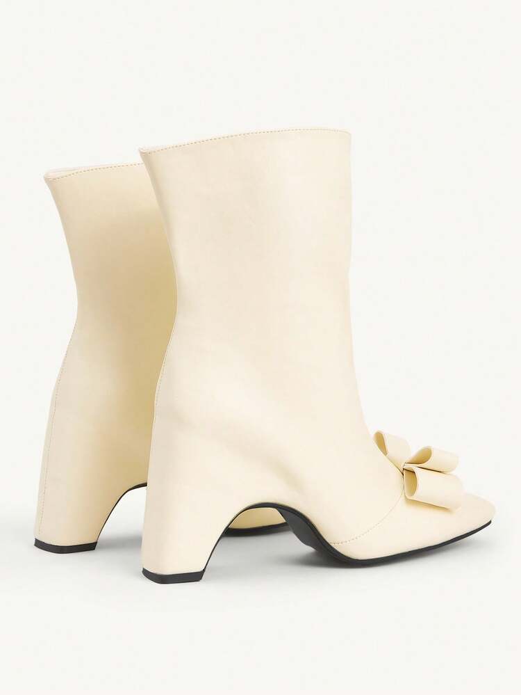 CUCCOO CHICEST レトロなリボン付き スクエアトゥ ブロックヒール アンクルブーツ、エレガントでロマンチックな個性的なファッション、快適なビンテージ加工フェイクレザーブーティー、アフタヌーンティー、デート、パーティー、仕事、休暇、クリスマス、感謝祭、新年に適しています