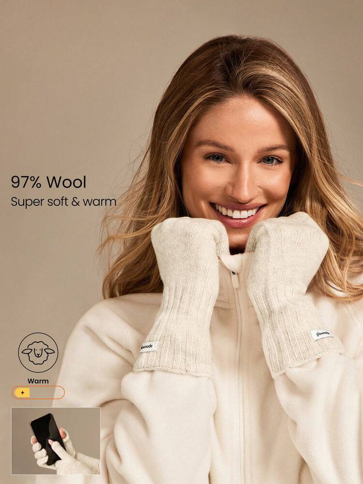 Guantes aislantes suaves de mezcla de 97% lana para pantalla táctil, para otoño e invierno, para uso diario y casual al aire libre