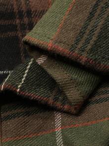 FRIFUL 女士休闲格子落肩宽松衬衫，秋季长袖女式 - 綠色 - 查看 7