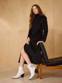 MOTF BOTAS DE TOBILLO DE TACÓN GRUESO DE PUNTA FINA PARA MUJER - Blanco - Ver 5