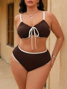 Swim Chiccia Bộ đồ bơi viền kim loại thanh lịch cỡ lớn họa tiết chắp vá Holiday Beach - Nhiều màu - Xem 6