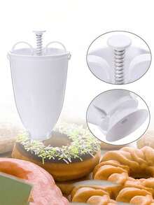 1 Piece White Donut Maker, PP Material, DIY Baking Tool And Milk Frother, Kitchen Baking Supplies - White - View 2