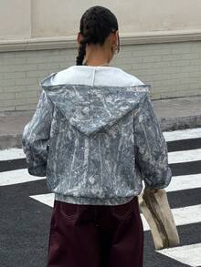 Muchica Printed Knit Hooded Women's Metal Eyelet Zip-Up Long Sleeve Sweatshirt - Multicolor - View 2