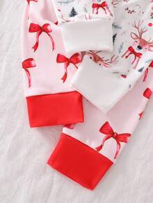 Set de 2 piezas de pijama con leggings de manga larga con estampado de lazo y ciervo para niñas bebé - Multicolor - Ver 6