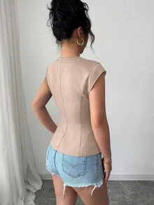 Gloray 女士圆领盖袖修身衬衫