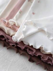 Loomiva 6pcs Baby Girl Floral Print Soft Knit Crew Neck Long Sleeve Ruffle Hem Tops Set - Multicolor - View 10