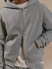 Musero Basic Long Sleeve Essentials Premium Zip Through Hoodie Sweater Autumn Winter Co Ord Top Only Autumn Winter