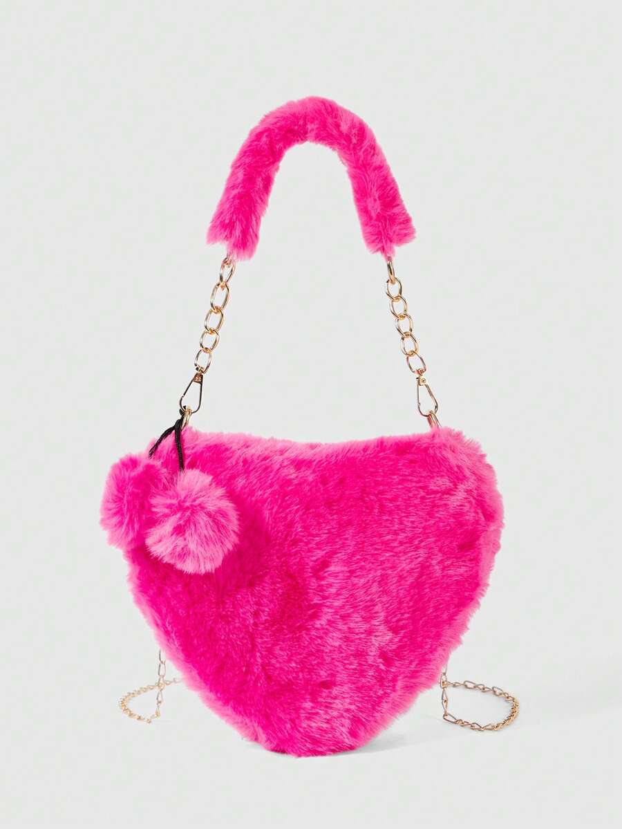 ROMWE Kawaii Ví lông cho bé gái Túi xách hình trái tim mềm mại cho phụ nữ Túi đeo vai nhỏ mềm mại Ví cầm tay có dây đeo xích kim loại. Quà tặng Valentine tuyệt vời nhất cho bạn gái Quý cô & Phụ nữ. Hoàn hảo để mua sắm, sử dụng hàng ngày, Túi xách nữ thu đông mới, Ví mùa thu đẹp nhất, Ví lông mới về, Quà tặng ngày Valentine hoàn hảo cho cô ấy, Lựa chọn quà tặng Valentine tuyệt vời nhất từ trước đến nay Valentine