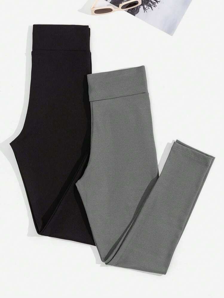 EURMUSE Women's Casual Solid Color Elastic Leggings, Suitable For Daily Wear - Multicolor - View 1