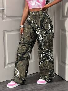 Slaydiva Quần Jeans Cargo Nhiều Màu Thời Trang Thường Ngày Cỡ Lớn Đa Năng - Nhiều màu - Xem 5