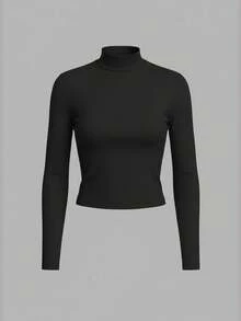 SHEIN EZwear 3pcs/Set Women Casual Mock Neck Slim Fit Long Sleeve T-Shirt Set, Suitable For Autumn/Winter, Layering, Versatile - Multicolor - View 6