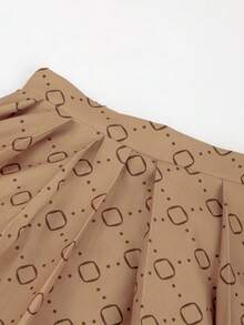 GlowEve 菱形图案褶裥优雅半身裙 - 彩色 - 查看 3