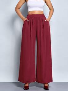 SOLERSUN Pantaloni eleganti da donna, stile old money, rosso vino, adatti per uscite, Natale, Ognissanti, autunno e inverno - Bordò - Visualizzare 5