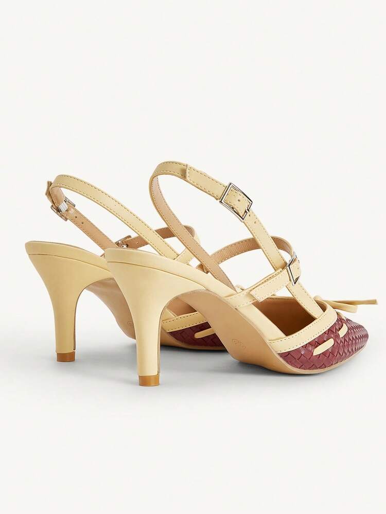 CUCCOO CHICEST Brown Cherry Pointed Toe Stiletto Heel Backless Women Pumps