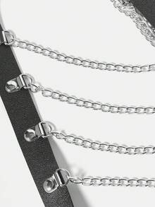 ROMWE Grunge Punk ستيمبونك قطعة واحدة للنساء موحد اللون جلد & فلز السلسلة سلسلة جسم رسن عنق حزام الى مهرجان حفلة ثياب قوطية - الأسود - مشاهدة 2