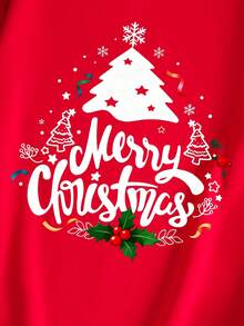 Manfinity Joysei 男士圣诞快乐图案圆领运动衫，适合家庭聚会、丈夫/男朋友礼物 - 紅色 - 查看 2