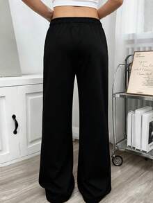 Sparklyn 少女休闲低腰宽松羊毛运动裤，秋冬 - 黑色 - 查看 2