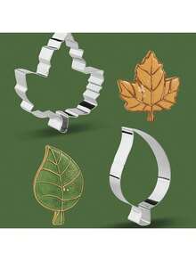 12件套秋季感恩节饼干模具套装 | 海洋动物、树叶形状不锈钢模具 - 火鸡、松鼠、橡子、枫叶等 - 非常适合DIY节日烘焙、蛋糕装饰 - 秋季手工制作，倾注爱意，烘焙爱好者的理想礼物 - 銀色 - 查看 6