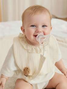 Cozy Pixies 2pcs White Lace Embroidery 100% Cotton Trim Pacifier Clip, Newborn Baby Shower Gift For Boys & Girls - White - View 3