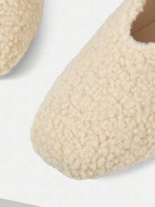 MOTF LASER CUTOUT SQUARE TOE WOMEN TEDDY FLAT SHOES - Chantilly - View 3