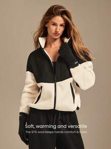 GLOWMODE Toasty Touch 97% Wool-Blend Soft Insulating Touchscreen Gloves Autumn Winter Outdoors Daily Casual Wear - Black - View 4