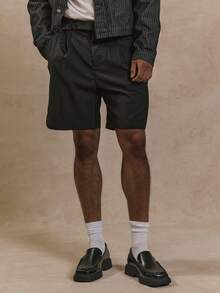 Musero Pantalones cortos con detalle de hebilla a medida, estilo de calle de verano, vacaciones, casual y elegante - Negro - Ver 2