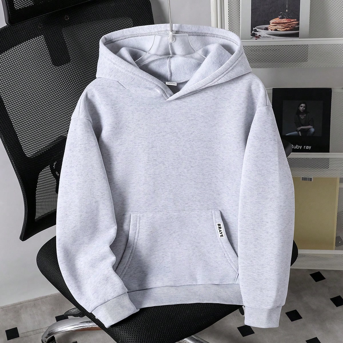 Sudadera holgada de unicolor informal para niños preadolescentes