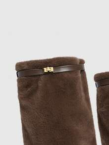 Daringsoles Botas Femininas Estilo Western Com Bico Fino, Salto Grosso E Franjas, Modelo Slim Fit De Cano Alto. - Castanho - Ver 11