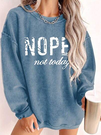 EMERY ROSE 大码女式休闲字母印花套头卫衣，秋冬款