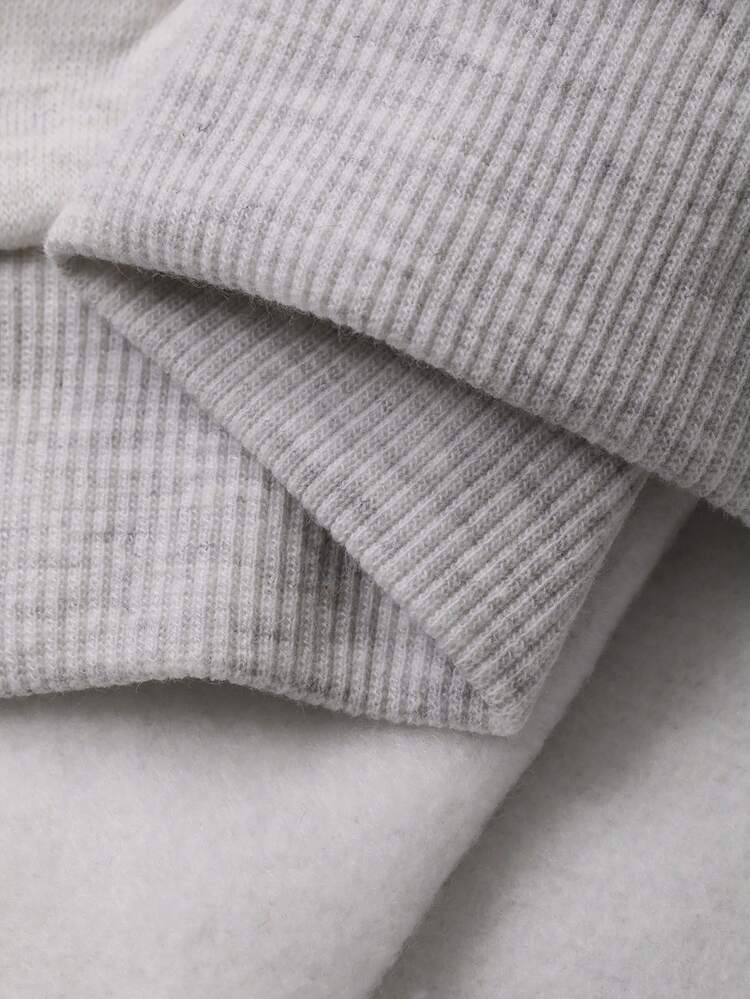 Young Boy Letter Graphic Dropped Shoulder Crew Neck Long Sleeve Casual Loose Pocket Sweatshirt, Autumn/Winter