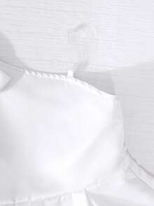 SHEIN 优雅奢华女童不对称蝴蝶结肩部连衣裙，适合婚礼、派对、度假、新娘、礼物、新娘送礼会等场合。