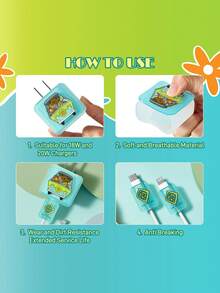 SCOOBY-DOO X SHEIN 3 件装数据线保护套，兼容 充电器，充电器保护套（不含数据线），礼品之选 - 綠色 - 查看 4