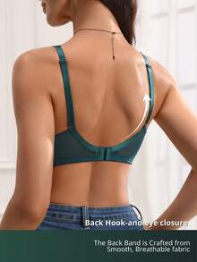 1pc Romantic French Floral Lace Underwire Adjustable Strap Bra - Dark Green - View 2