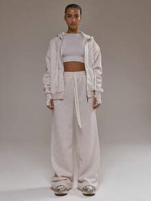 Musera Sport 直筒抽绳运动裤，适合慢跑、板式网球、网球、匹克球、健身房、秋季瑜伽、普拉提、日常休闲穿着。 - 米色 - 查看 1