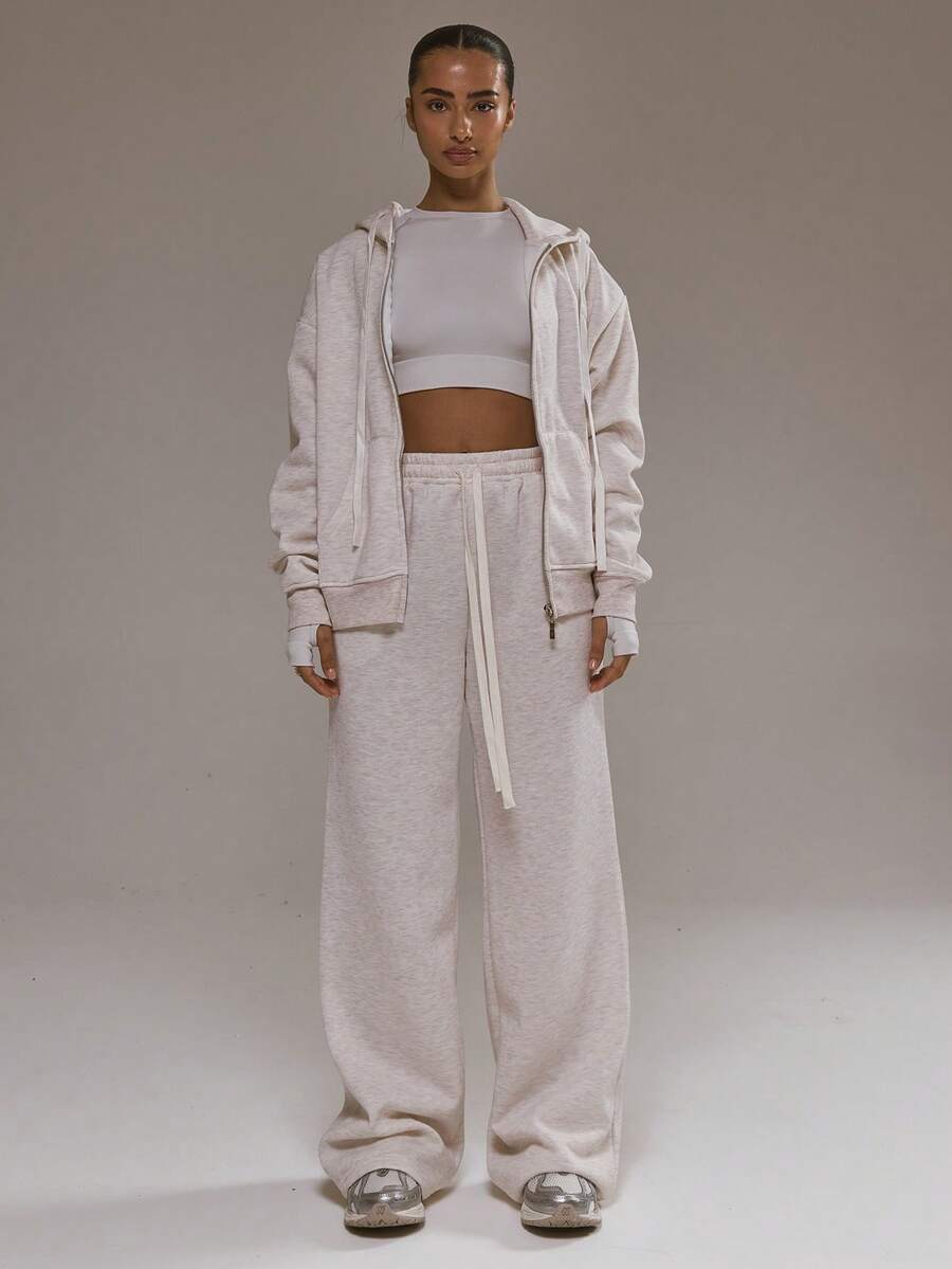 Musera Sport 直筒抽绳运动裤，适合慢跑、板式网球、网球、匹克球、健身房、秋季瑜伽、普拉提、日常休闲穿着。 - 米色 - 查看 1