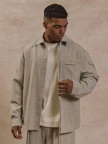 Musero Long Sleeve Boxy Hidden Placket Jacket Style Set Top Only Front Pocket Detailing SPRING SUMMER Essentials - Camel - View 1