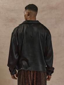 Musero Áo sơ mi dáng rộng, tay dài, bất đối xứng, cài một nút, kiểu dáng suông, thích hợp cho trang phục dạ hội mùa xuân hè, phối nhiều lớp. - màu đen - Xem 4