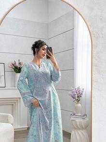 Yasmyna Vestido holgado y de moda con parches de encaje floral romántico para mujeres