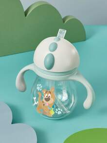 SCOOBY-DOO X SHEIN 260 Ml  / 8 Oz Leak-Proof Silicone Straw Infant Straw Cup, With Removable Handle For Easy Cleaning, Tritan,Gift Ideas - 淺灰色 - 查看 2
