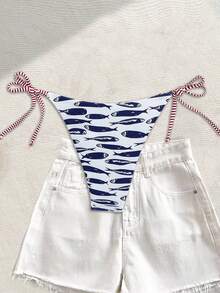 Swim Vcay 时尚甜美肩部系带侧蝴蝶结无钢圈可拆卸衬垫沙滩机场性感女士比基尼泳裤 - 彩色 - 查看 2