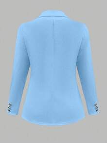 EMERY ROSE 纯色修身优雅职业装长袖西装外套 - 藍色 - 查看 2