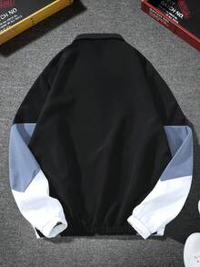 Manfinity Campus Court Aesthetic Post--Men's Long Sleeve Color Block Zipper Front Outdoor Windbreaker Jacket, Fall - Baby Blue - View 2